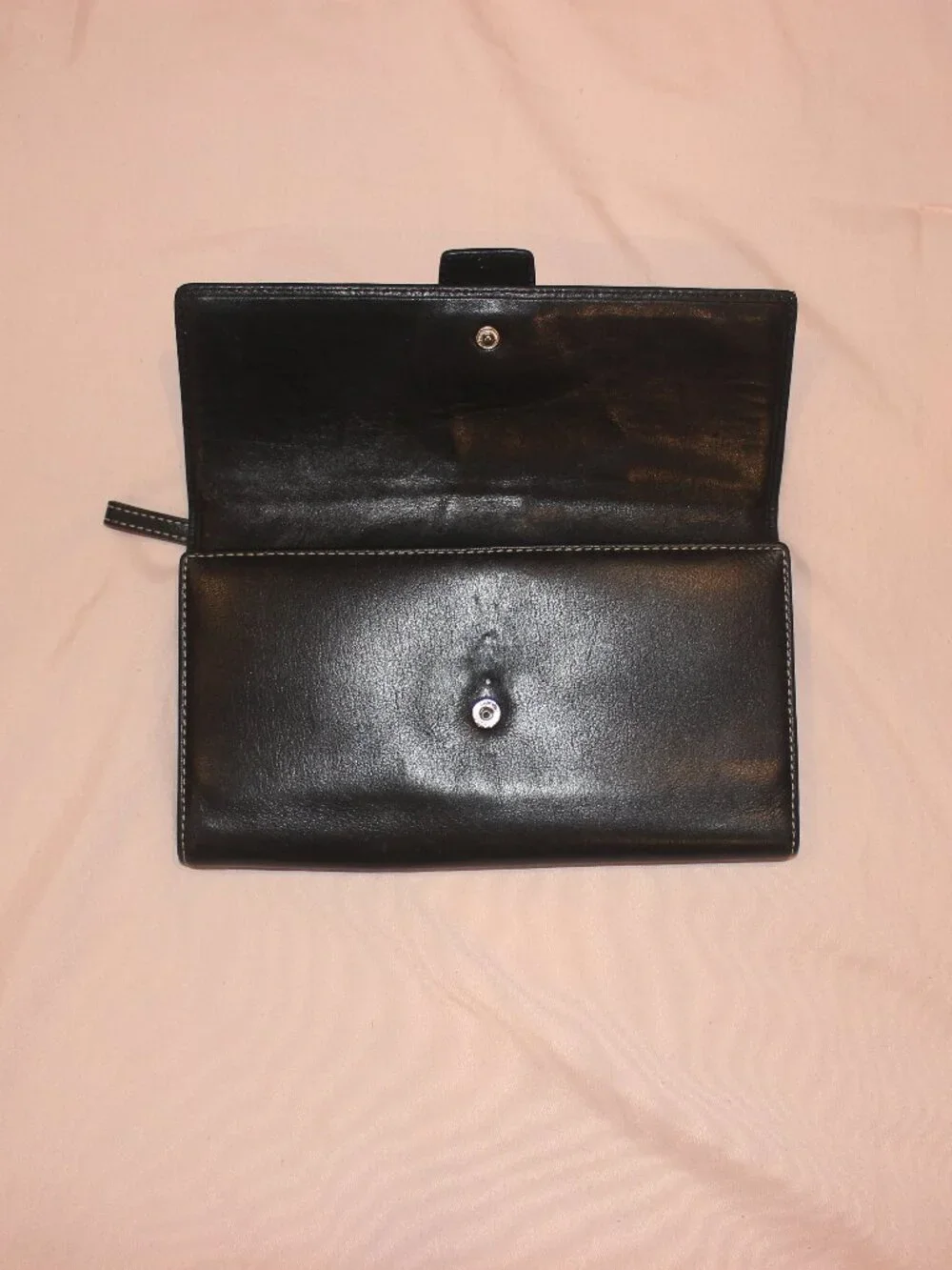 Vintage Coach Soho Black Leather Buckle Long Wallet Y2K Silver Hardware